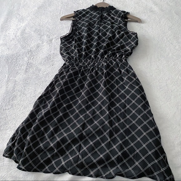 NWT Black Lace High Neck Plaid Dress vintage style LBD - Picture 4 of 10